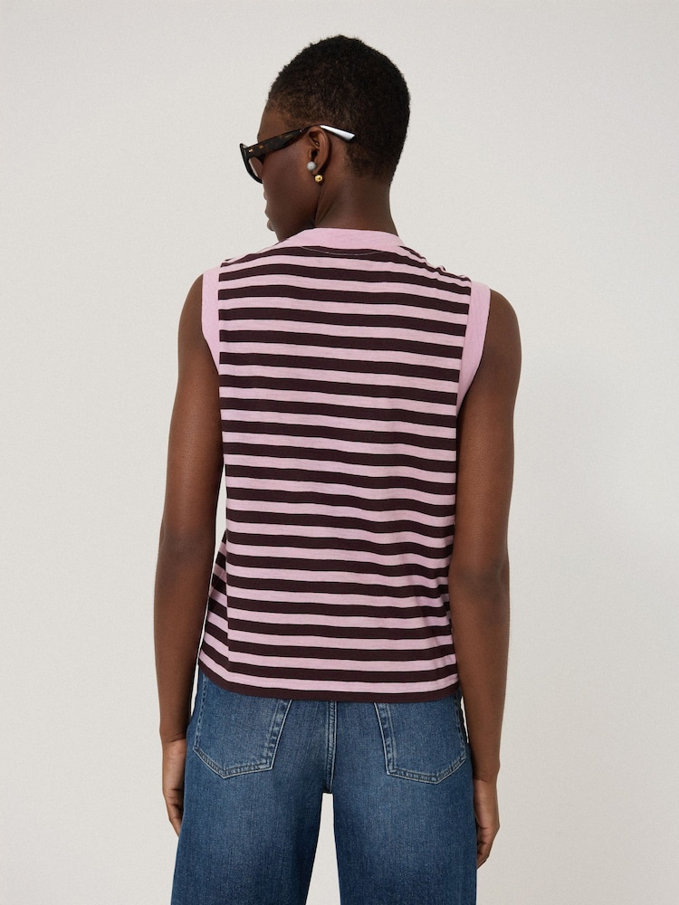 Jigsaw Red 100% Cotton Slub Stripe Tank - Image 4 of 5