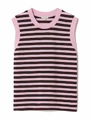 Jigsaw Red 100% Cotton Slub Stripe Tank - Image 5 of 5