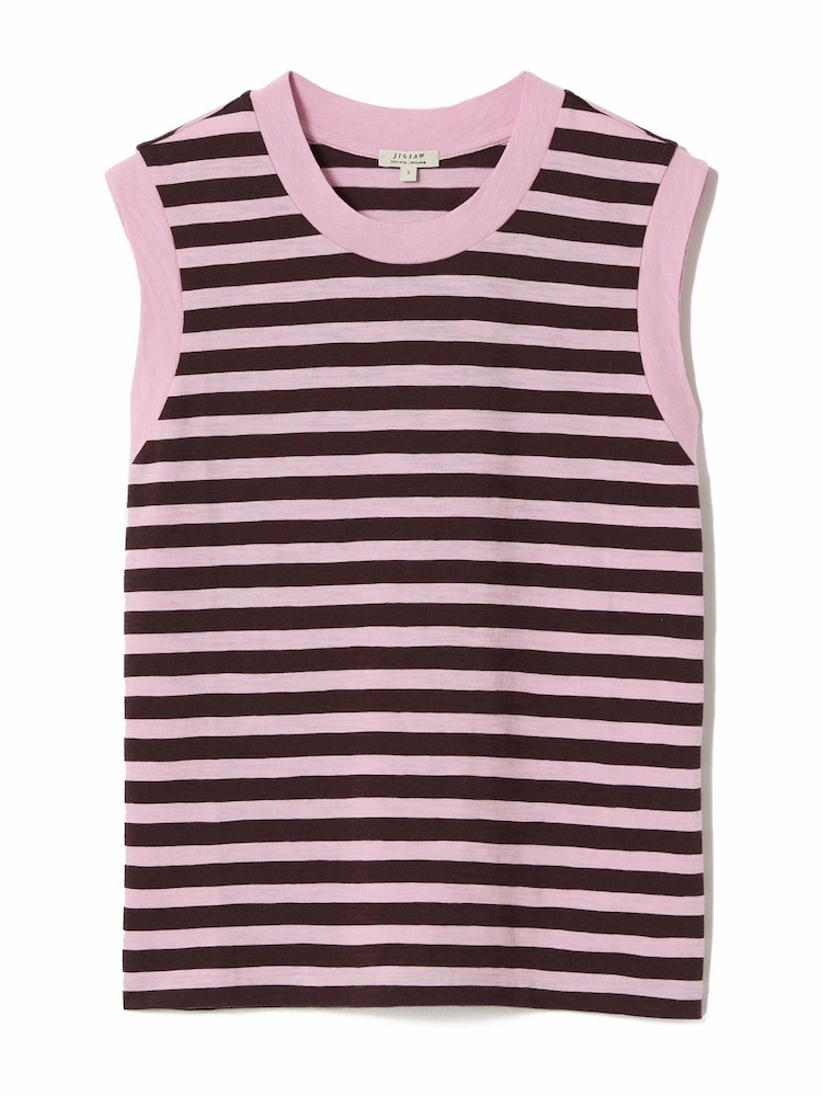 Jigsaw Red 100% Cotton Slub Stripe Tank - Image 5 of 5