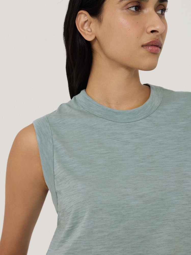 Jigsaw Blue 100% Cotton Slub Tank Top - Image 2 of 5