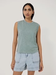 Jigsaw Blue 100% Cotton Slub Tank Top - Image 3 of 5