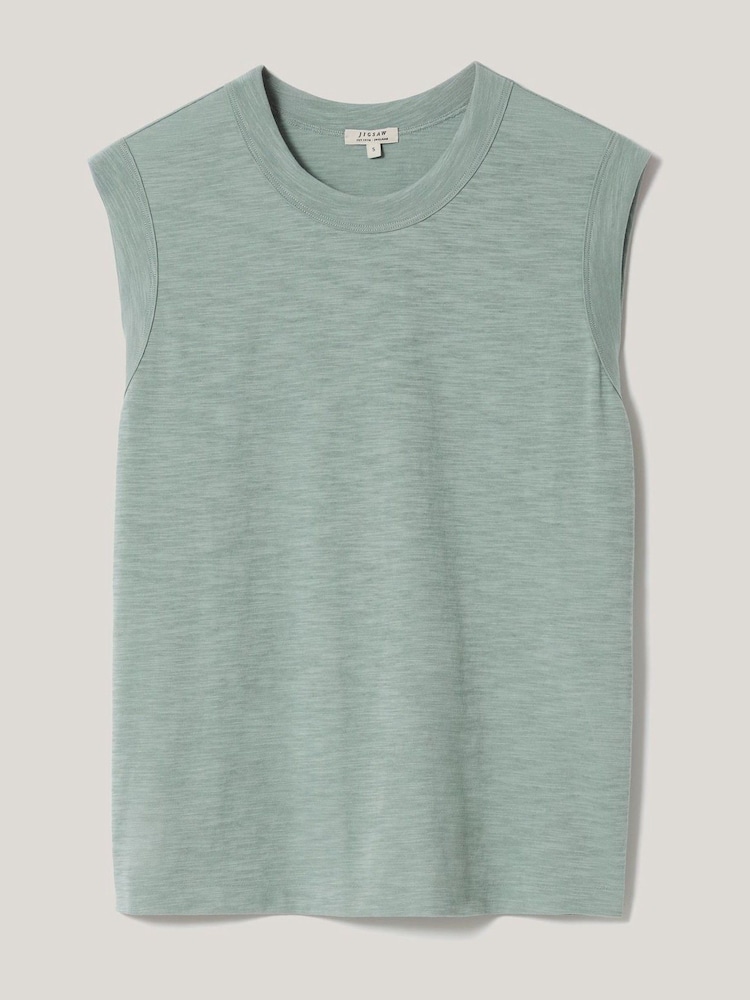 Jigsaw Blue 100% Cotton Slub Tank Top - Image 5 of 5