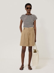 Jigsaw Natural 100% Linen Pleated Bermuda Shorts - Image 1 of 6