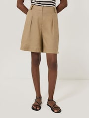 Jigsaw Natural 100% Linen Pleated Bermuda Shorts - Image 2 of 6