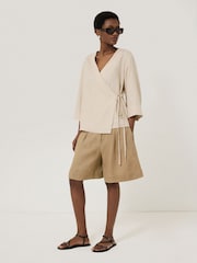 Jigsaw Natural 100% Linen Pleated Bermuda Shorts - Image 5 of 6