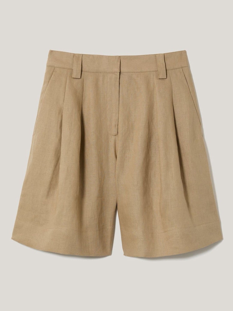Jigsaw Natural 100% Linen Pleated Bermuda Shorts - Image 6 of 6