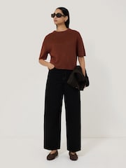 Jigsaw Brown 100% Linen Knitted Top - Image 1 of 5