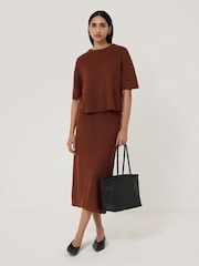 Jigsaw Brown 100% Linen Knitted Top - Image 4 of 5