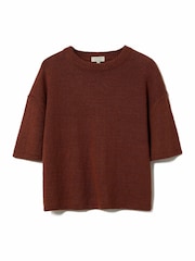 Jigsaw Brown 100% Linen Knitted Top - Image 5 of 5