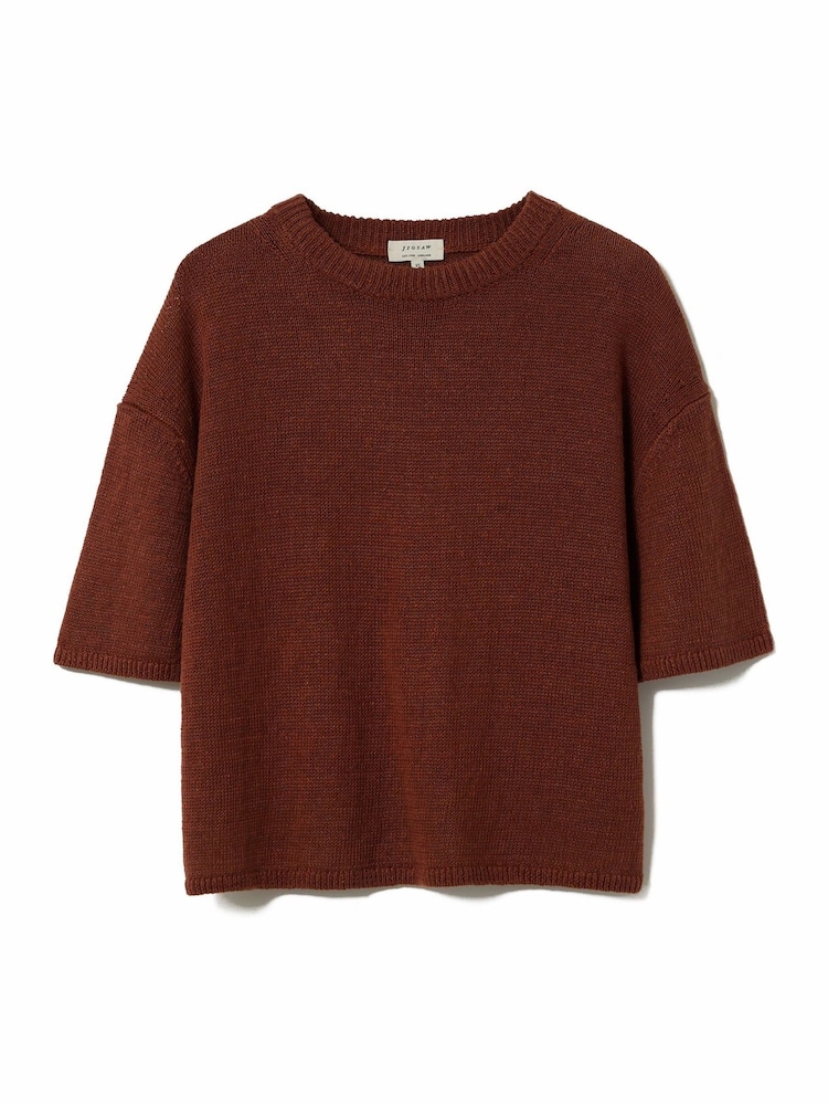 Jigsaw Brown 100% Linen Knitted Top - Image 5 of 5