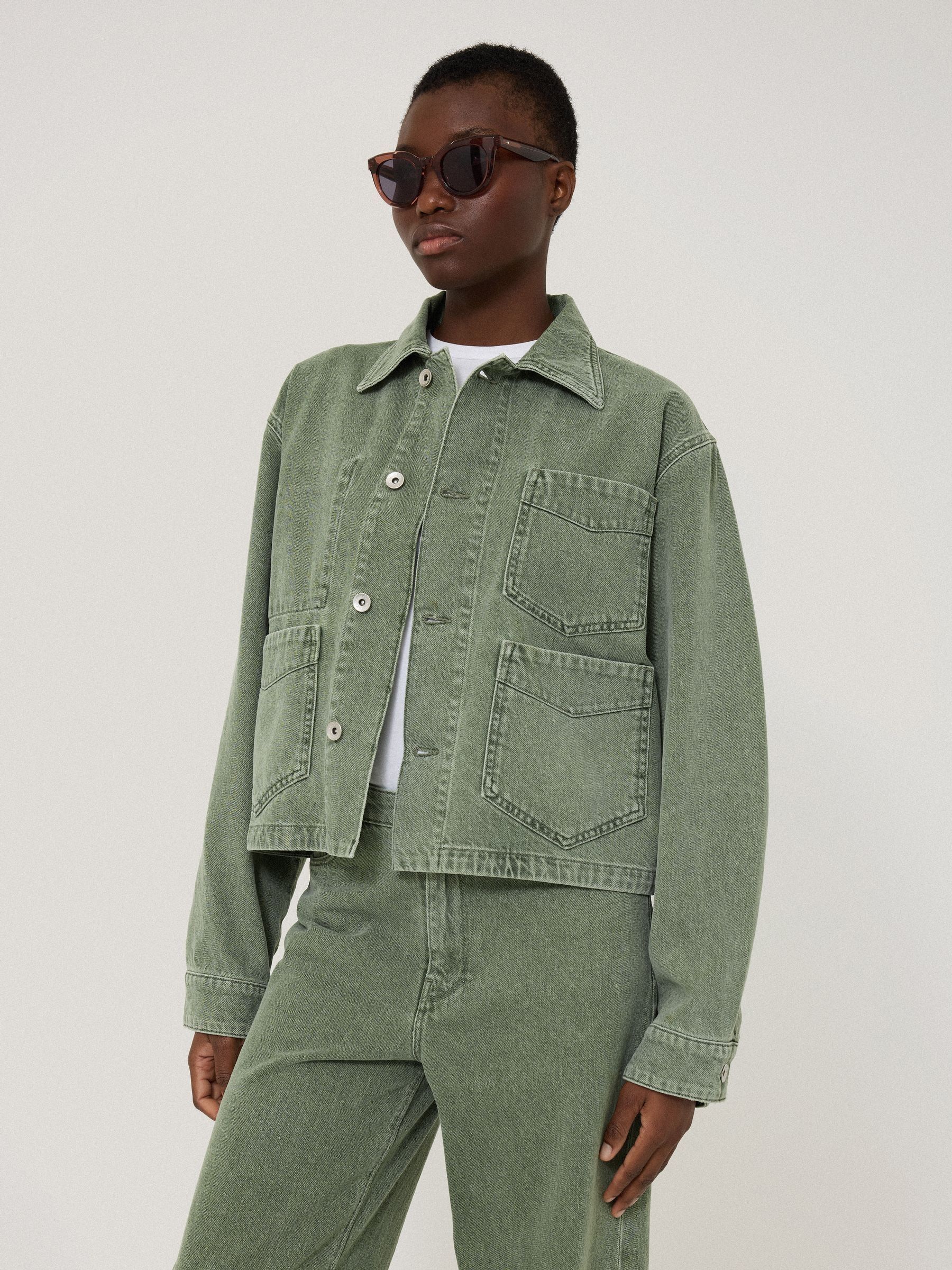 Buy Jigsaw Green 100% Cotton Cooper Denim Cropped Jacket from Next USA