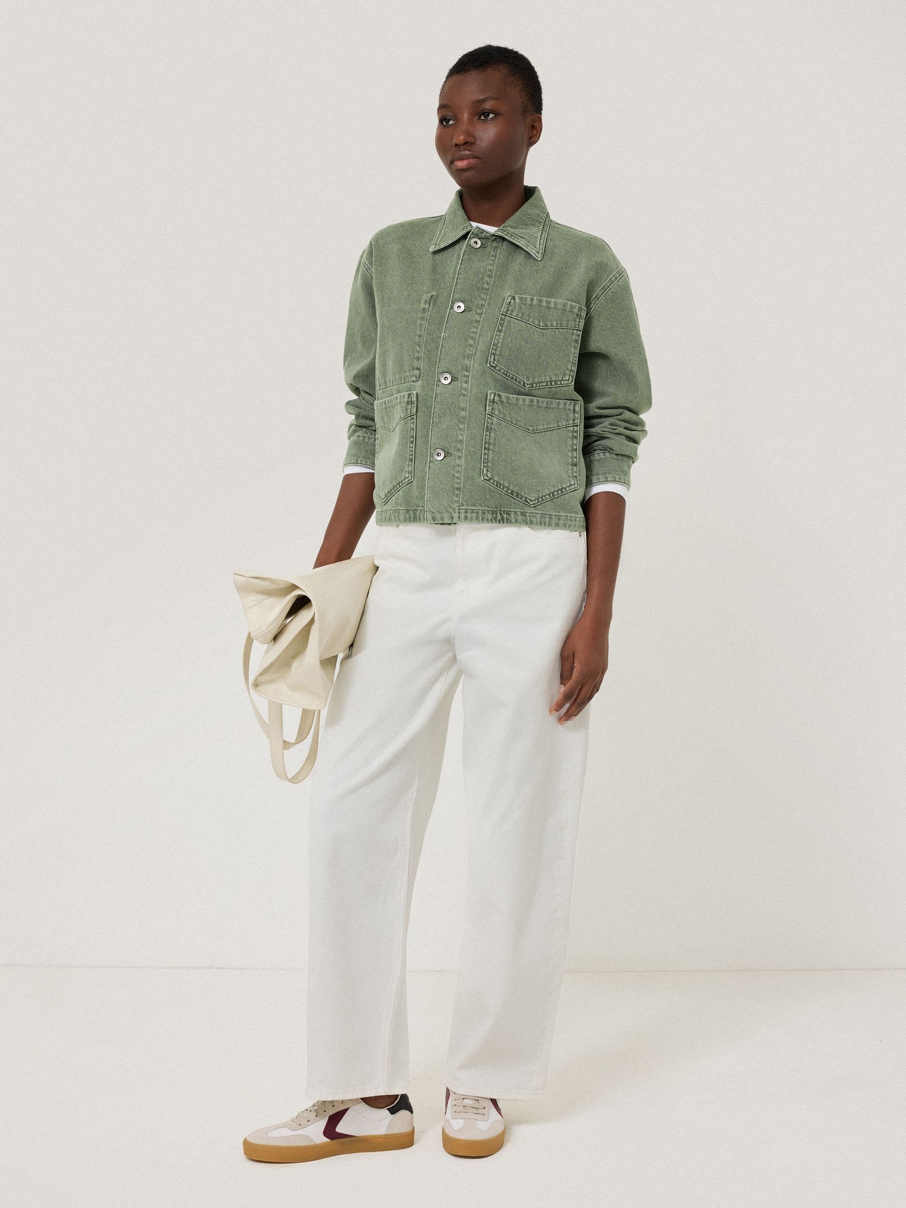 Buy Jigsaw Green 100% Cotton Cooper Denim Cropped Jacket