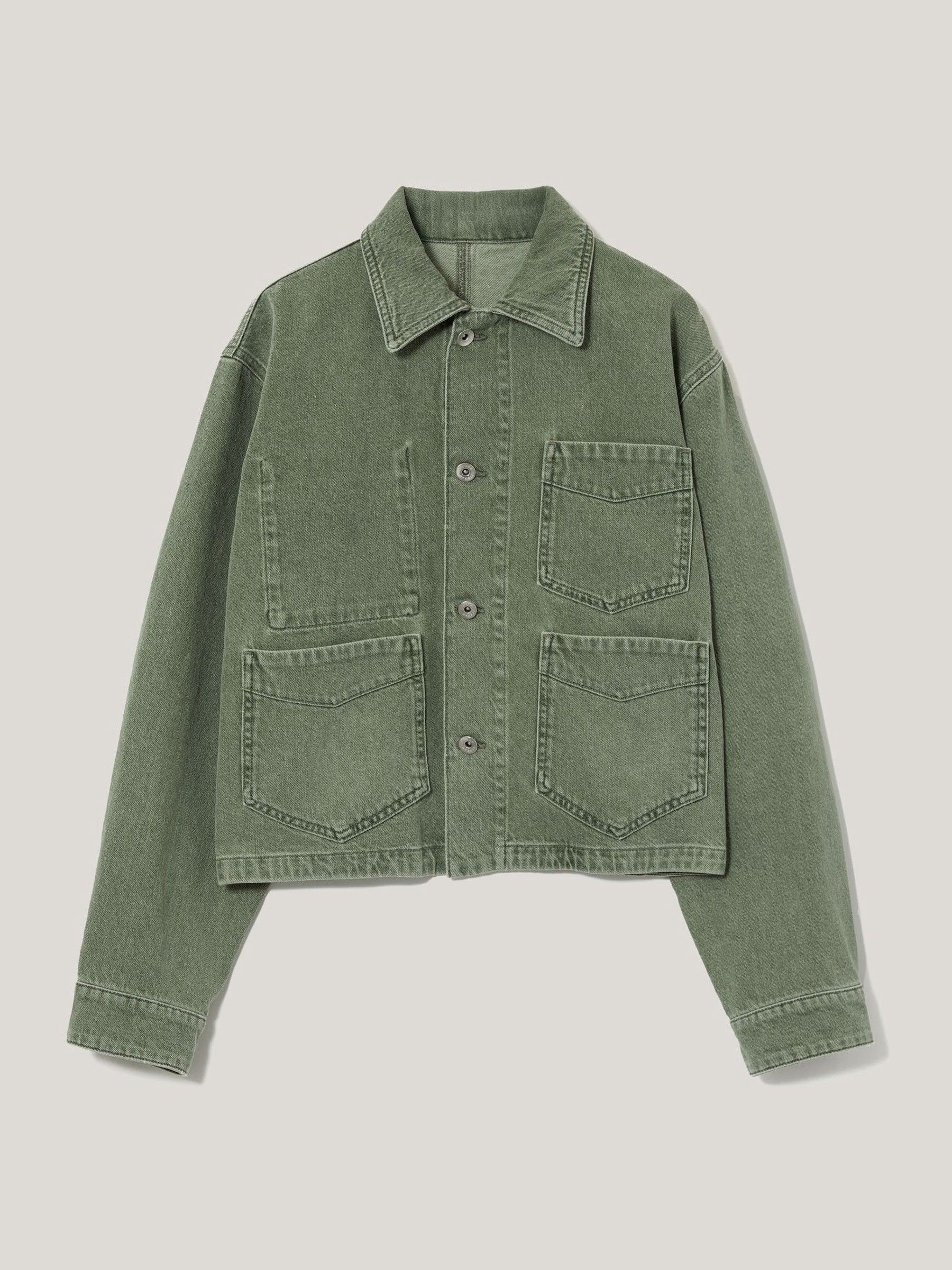 Buy Jigsaw Green 100% Cotton Cooper Denim Cropped Jacket