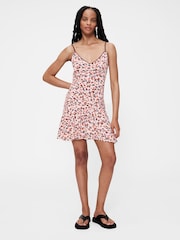GapStudio Pink Print Print V-Neck Slip Mini Dress - Image 1 of 6