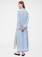 GapStudio Blue Draped Denim Shirt Dress - Image 2 of 8