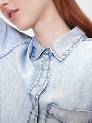 GapStudio Blue Draped Denim Shirt Dress - Image 5 of 8