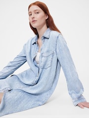 GapStudio Blue Draped Denim Shirt Dress - Image 6 of 8