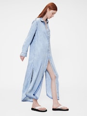 GapStudio Blue Draped Denim Shirt Dress - Image 7 of 8