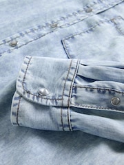 GapStudio Blue Draped Denim Shirt Dress - Image 8 of 8