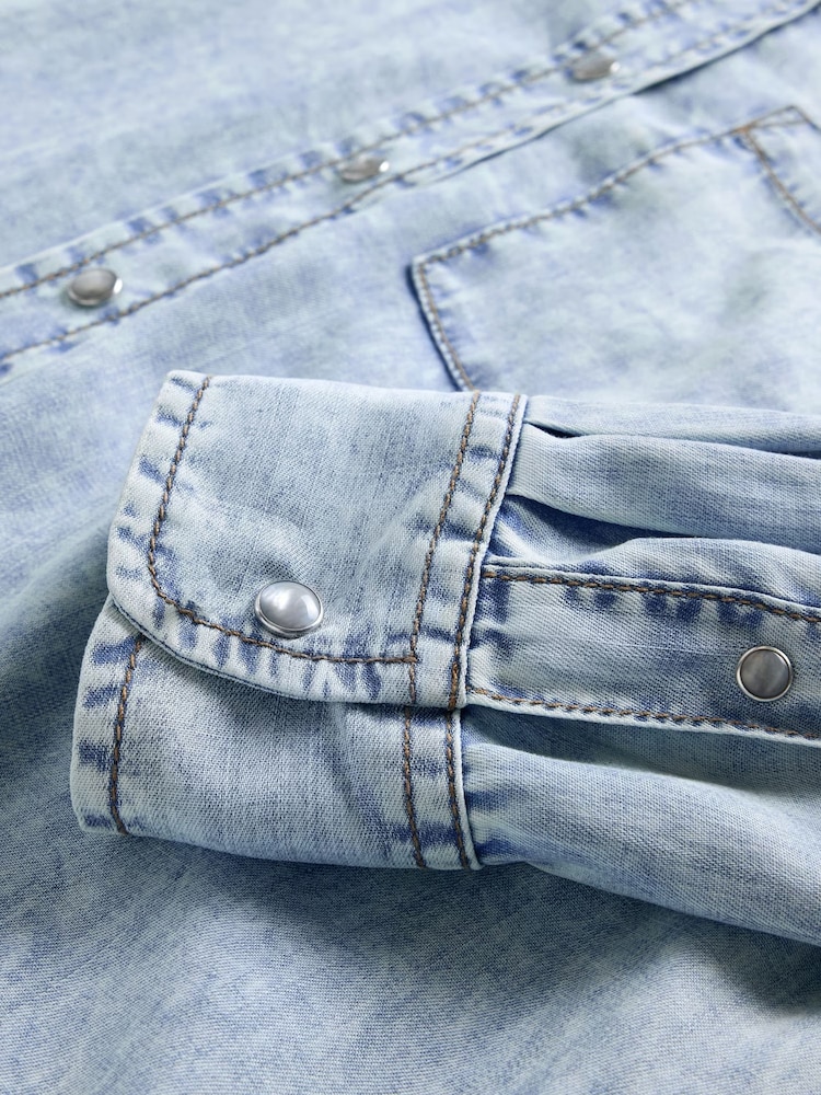 GapStudio Blue Draped Denim Shirt Dress - Image 8 of 8