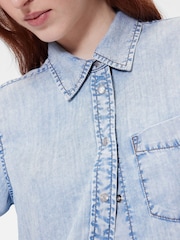 GapStudio Blue Draped Denim Crop Shirt - Image 4 of 7