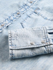 GapStudio Blue Draped Denim Crop Shirt - Image 7 of 7