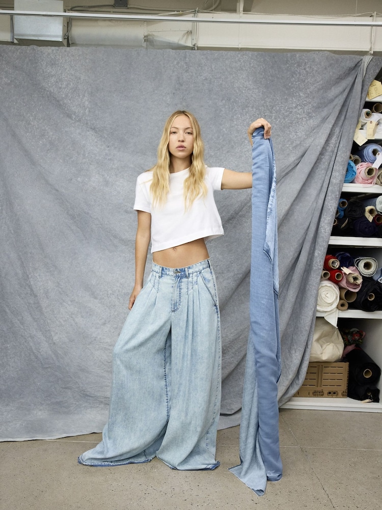 GapStudio Blue High Rise Draped Denim Jeans - Image 6 of 6