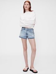 GapStudio Blue Low Rise Stride Denim Shorts - Image 3 of 8