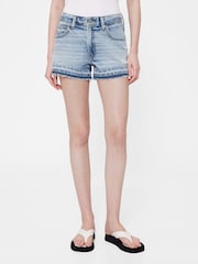 GapStudio Blue Low Rise Stride Denim Shorts - Image 4 of 8