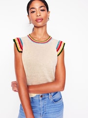 Boden Cream Josie Frilled 100% Linen Tank - Image 2 of 7