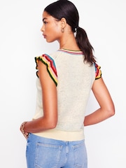 Boden Cream Josie Frilled 100% Linen Tank - Image 4 of 7