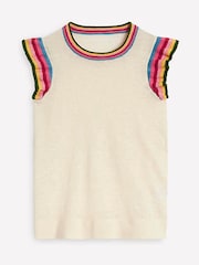 Boden Cream Josie Frilled 100% Linen Tank - Image 6 of 7