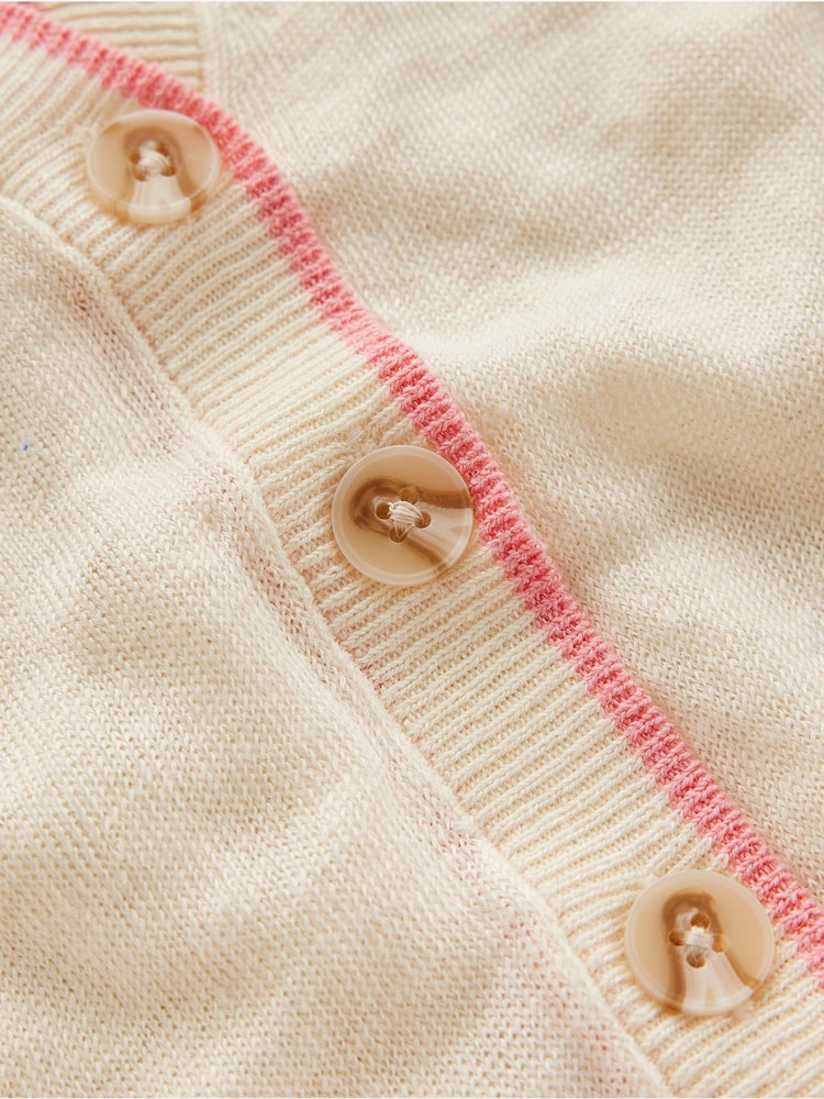 Boden Cream Liv V-Neck 100% Linen Cardigan - Image 5 of 5