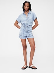 GapStudio Blue Draped Denim Playsuit - Image 2 of 7