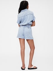 GapStudio Blue Draped Denim Playsuit - Image 3 of 7