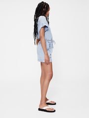 GapStudio Blue Draped Denim Playsuit - Image 4 of 7