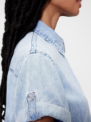 GapStudio Blue Draped Denim Playsuit - Image 7 of 7