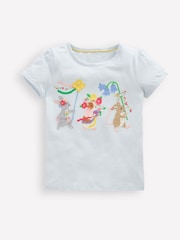 modra - Boden 100% Cotton z napihnjenimi rokavi Appliqué majica - Slika 2 iz 4