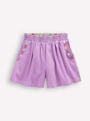 Boden Purple Embroidered Pull-On Shorts - Image 1 of 3