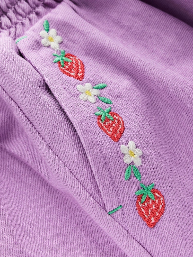 Boden Purple Embroidered Pull-On Shorts - Image 3 of 3