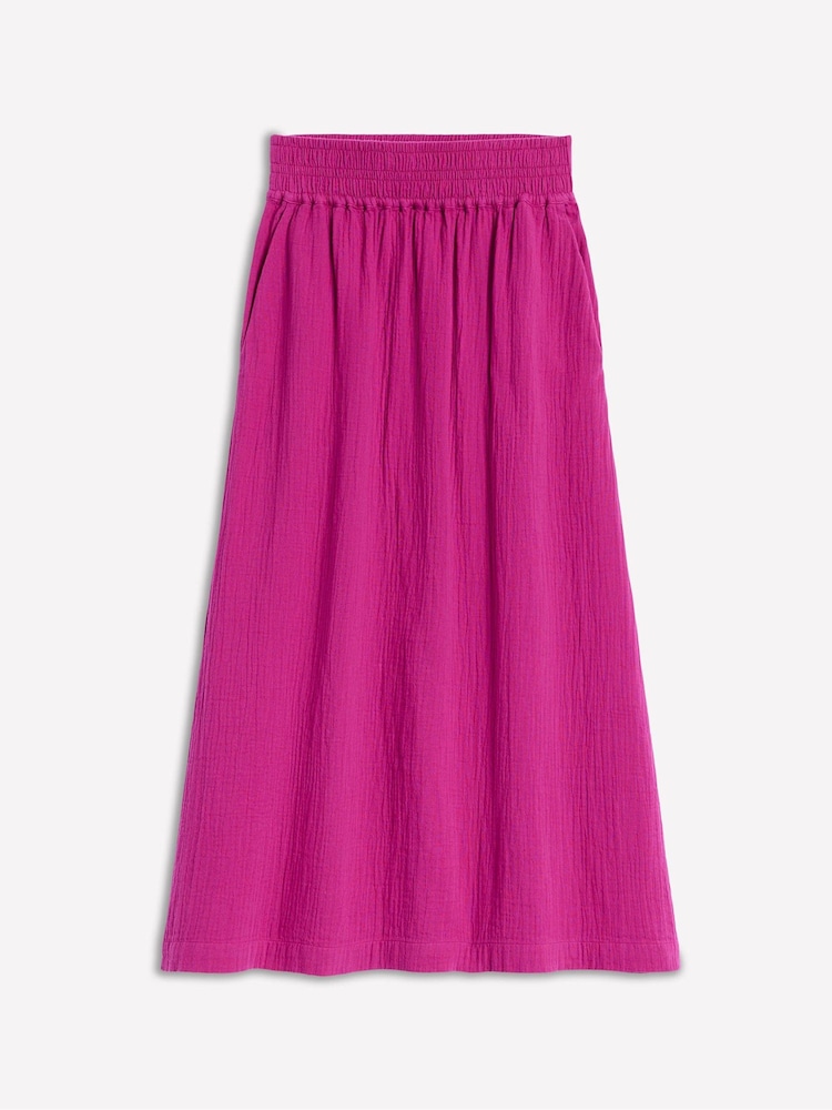 Rosa - Boden Doublecloth Smocked 100% Cotton Midi Skirt - Imagen 5 de 5