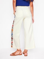 Boden Cream Cropped Embroidered Jeans - Image 6 of 8