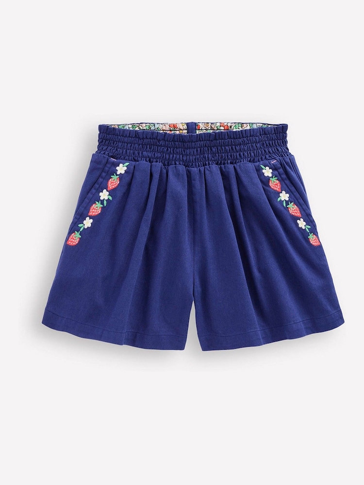 Boden Blue Embroidered Pull-On Shorts - Image 1 of 3