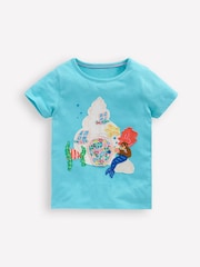Boden Blue Mermaid Lift The Flap Short Sleeve 100% Cotton Top - Image 1 of 3
