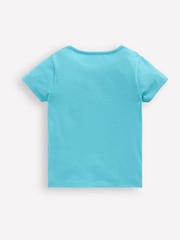 Boden Blue Mermaid Lift The Flap Short Sleeve 100% Cotton Top - Image 2 of 3