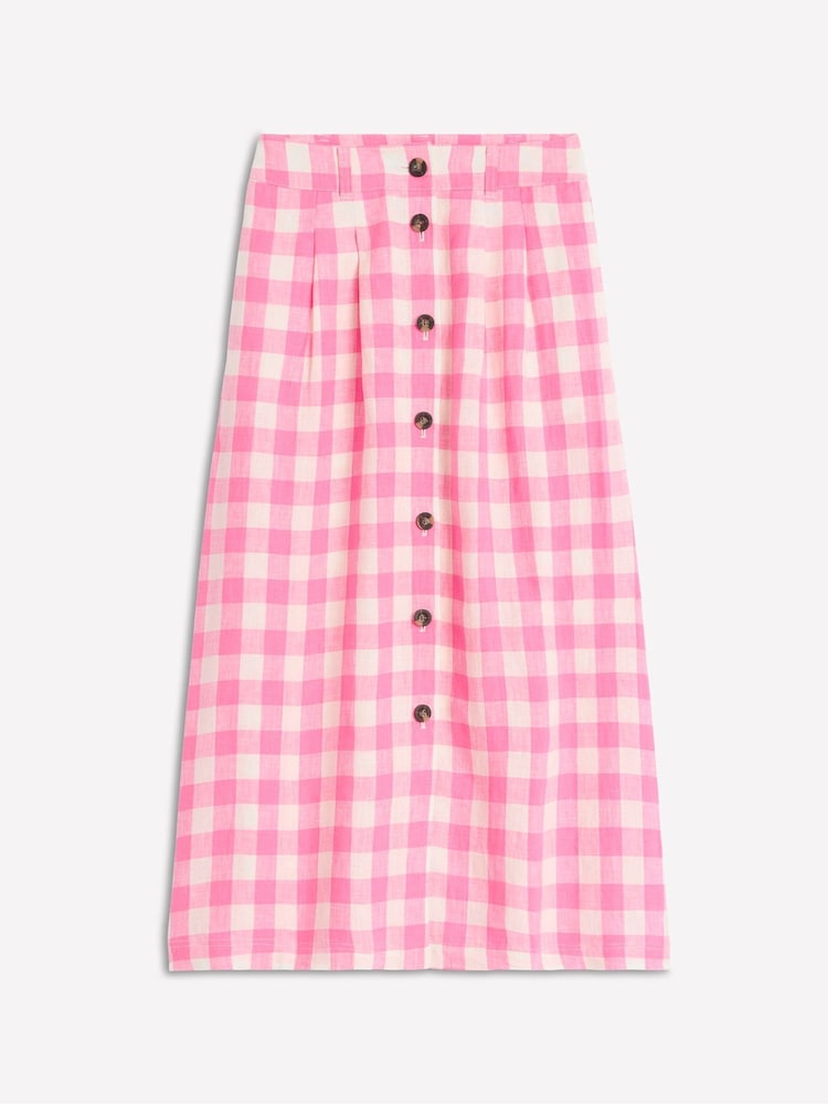 Boden Pink Gingham Thomasina 100% Linen Midi Skirt - Image 5 of 5 Boden Pink Gingham Thomasina 100% Linen Midi Skirt - Image 5 of 5