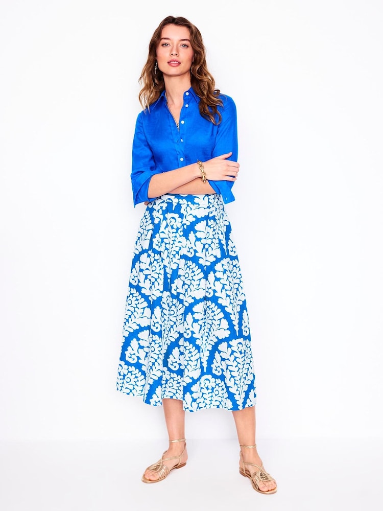 Boden Blue Verity 100% Cotton Midi Skirt - Image 1 of 5