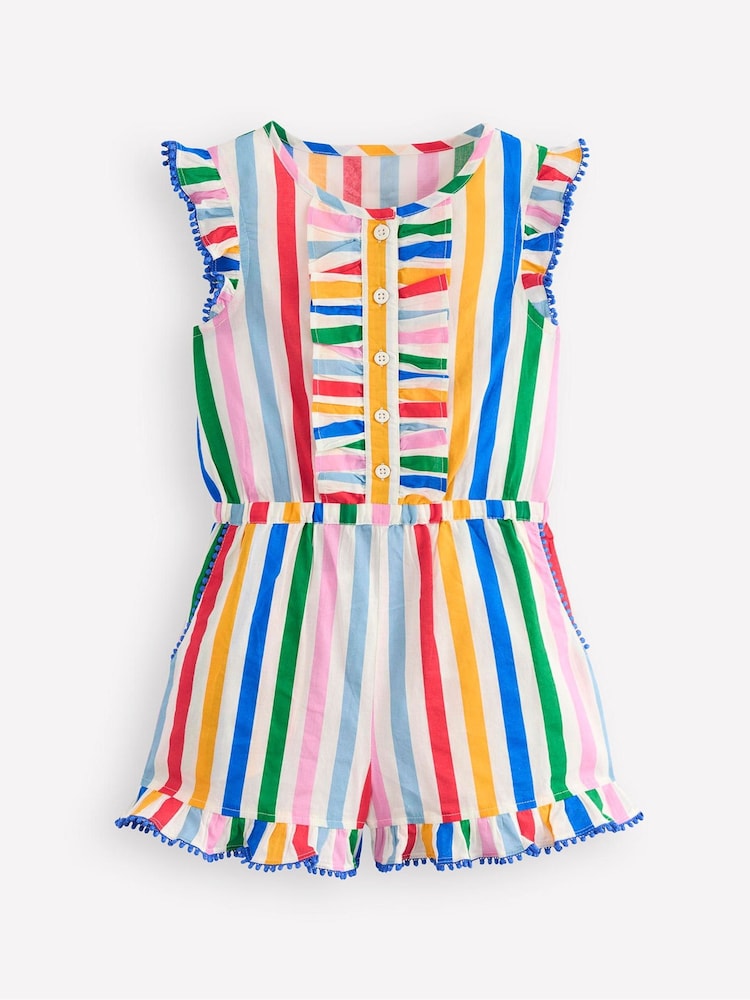 Boden Button Through Ruffle 100% Cotton Playsuit - صورة 1 من 3