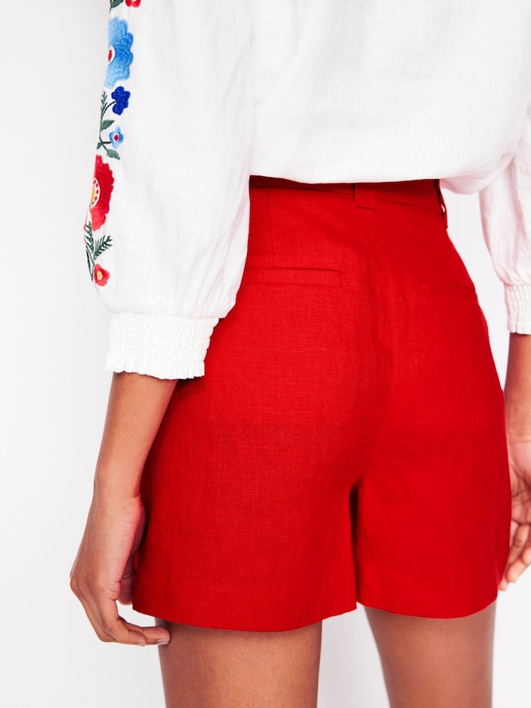 Boden Red Westbourne 100% Linen Shorts - Image 2 of 5