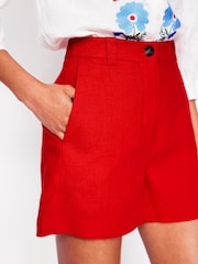 Boden Red Westbourne 100% Linen Shorts - Image 4 of 5